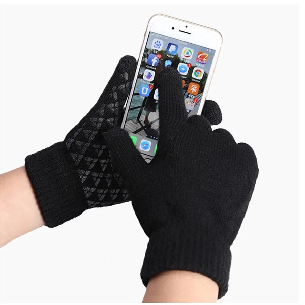 Unisex Winter Warm Knit Touchscreen Gloves