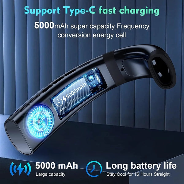 5000mAH Portable Rechargeable Neck Fans