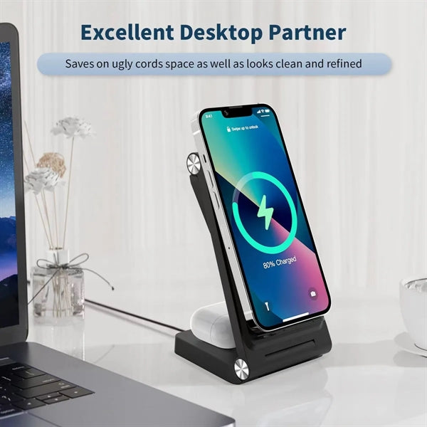 Foldable 3-in-1 Wireless Charger Stand Dock