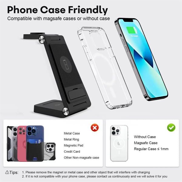 Foldable 3-in-1 Wireless Charger Stand Dock