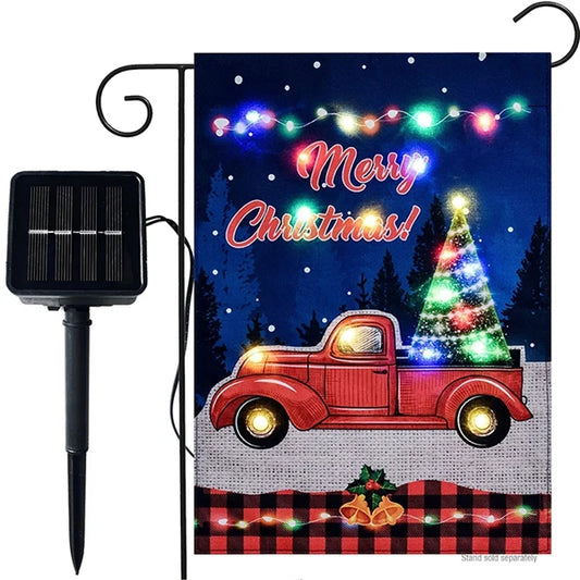 Christmas Garden Flag Solar Double Sided Outdoor Banner