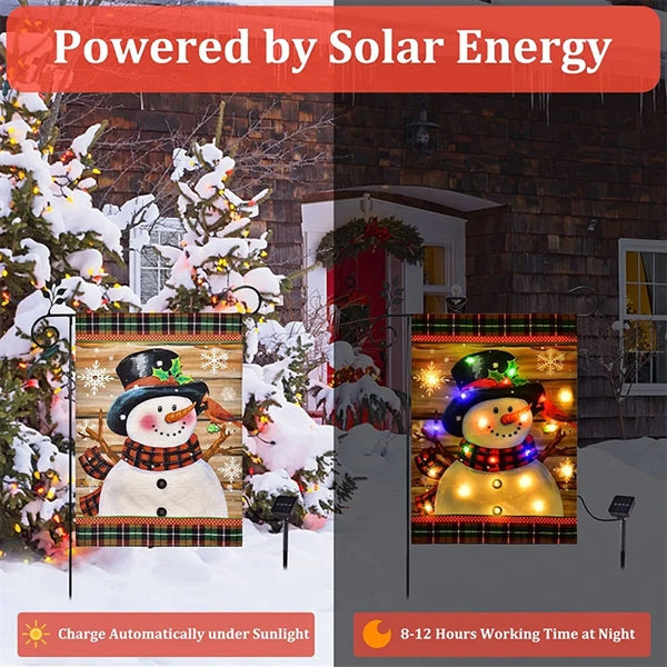 Christmas Garden Flag Solar Double Sided Outdoor Banner
