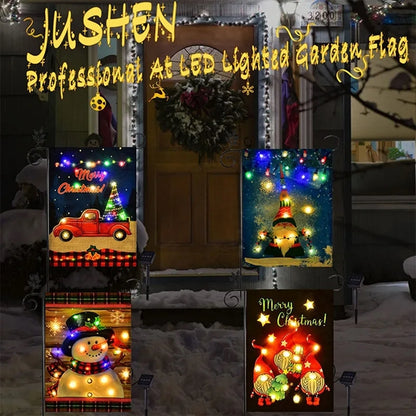 Christmas Garden Flag Solar Double Sided Outdoor Banner