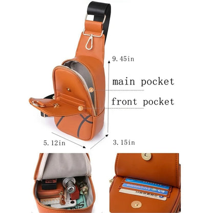 PU Leather Sling Bag Crossbody Backpack Shoulder Rucksack