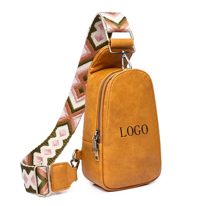 PU Leather Sling Shoulder Bag Crossbody With Woven Strap