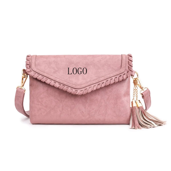 PU Leather Shoulder Crossbody Bag With Tassels