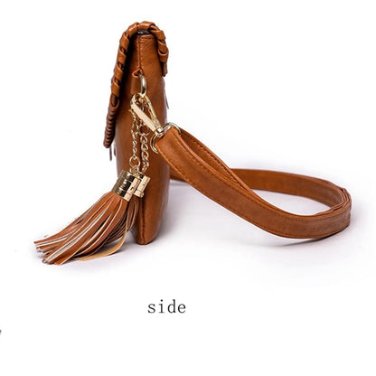 PU Leather Shoulder Crossbody Bag With Tassels