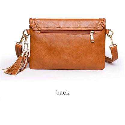 PU Leather Shoulder Crossbody Bag With Tassels