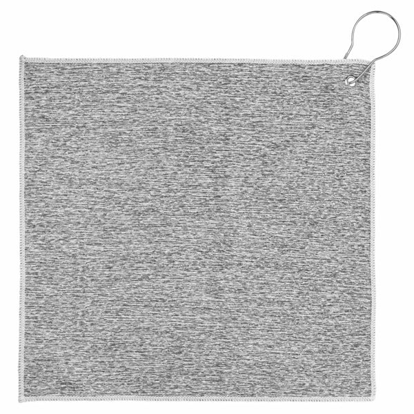 12x12 Recycled Heather Gray Golf Towel with Carabiner