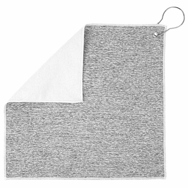 12x12 Recycled Heather Gray Golf Towel with Carabiner