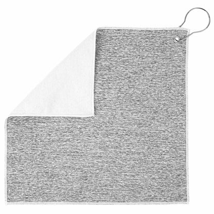 12x12 Recycled Heather Gray Golf Towel with Carabiner