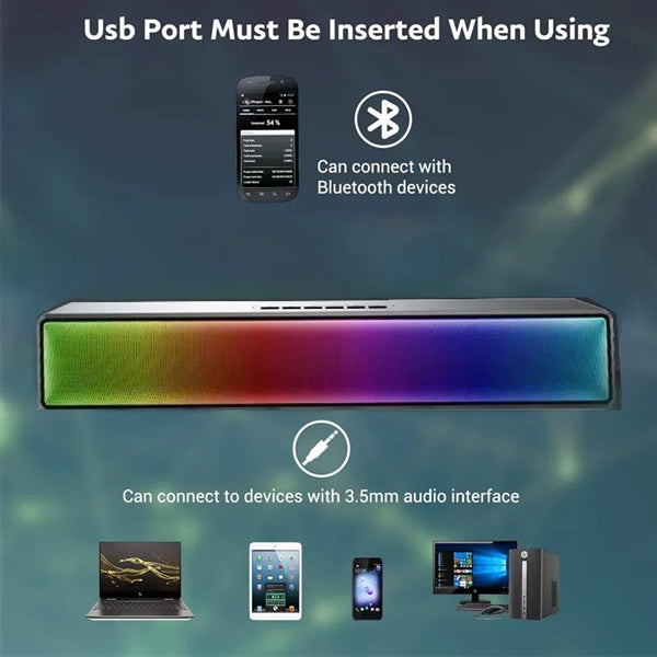 LED RGB Wireless Sound Bar For PC TV