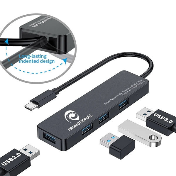 Portable Ultra Slim 4 Port USB Data Hub Adapter Compatible