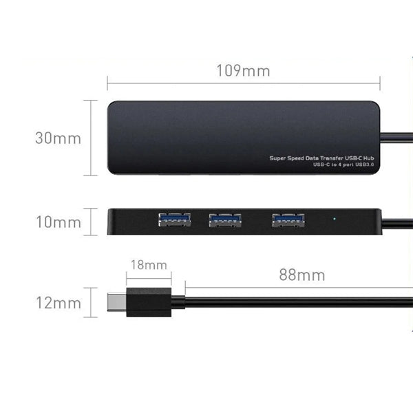 Portable Ultra Slim 4 Port USB Data Hub Adapter Compatible