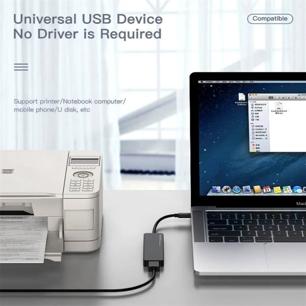 Portable Ultra Slim 4 Port USB Data Hub Adapter Compatible