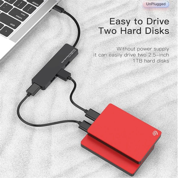 Portable Ultra Slim 4 Port USB Data Hub Adapter Compatible