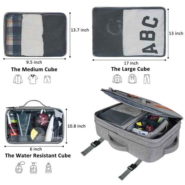 50L Travel Carry on Backpacks with 3 Packing Cubes