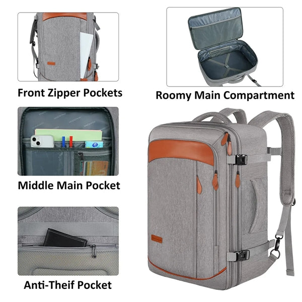 50L Travel Carry on Backpacks with 3 Packing Cubes