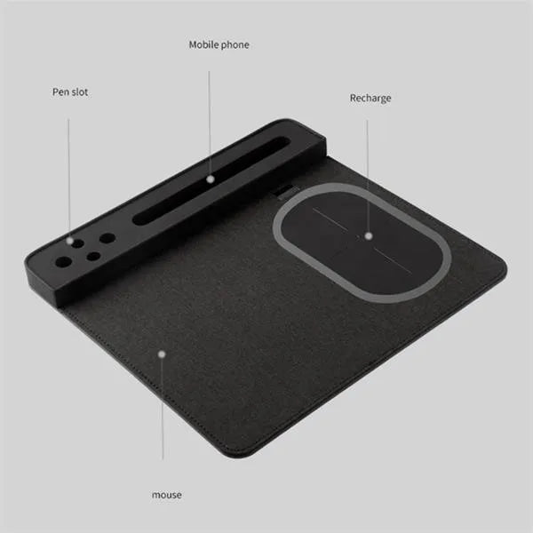 Fast Wireless Charger Mousepad With Pen Holder