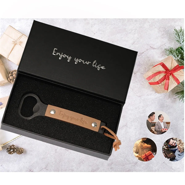 Personalized Leather Strap Bottle Opener