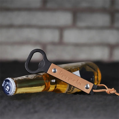 Personalized Leather Strap Bottle Opener