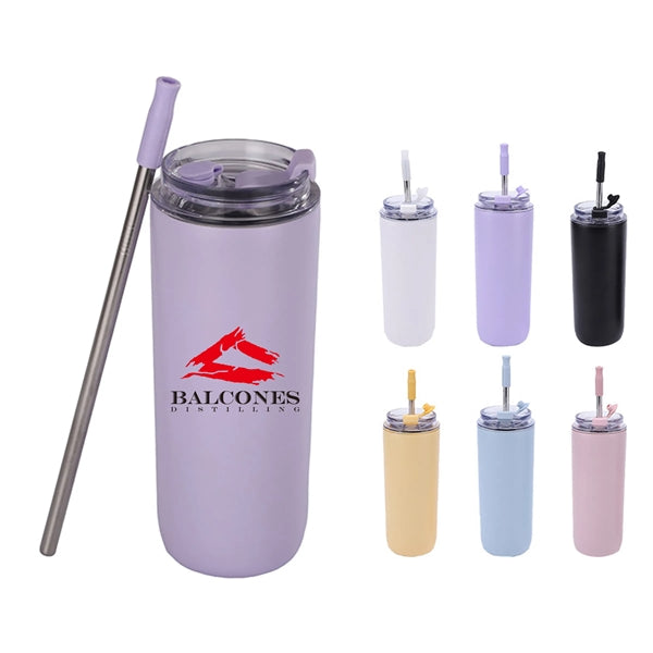 16 Oz Insulated Tumbler With Straw