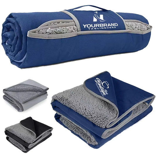 Customizable Waterproof Outdoor Blanket with Sherpa Lining