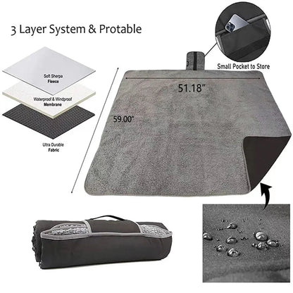 Customizable Waterproof Outdoor Blanket with Sherpa Lining