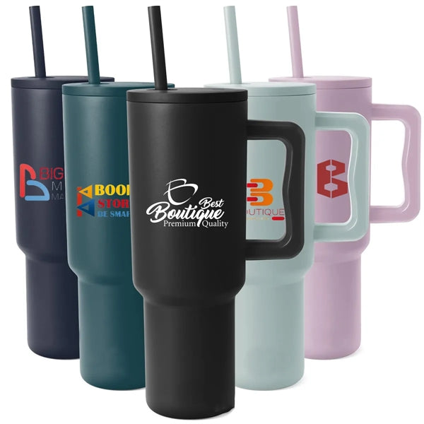 Branded 40 oz Insulated Portable Travel Tumbler with Handle