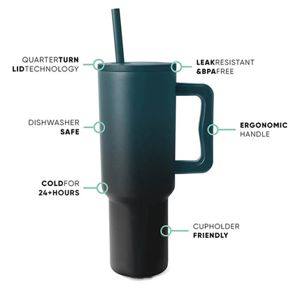 Branded 40 oz Insulated Portable Travel Tumbler with Handle