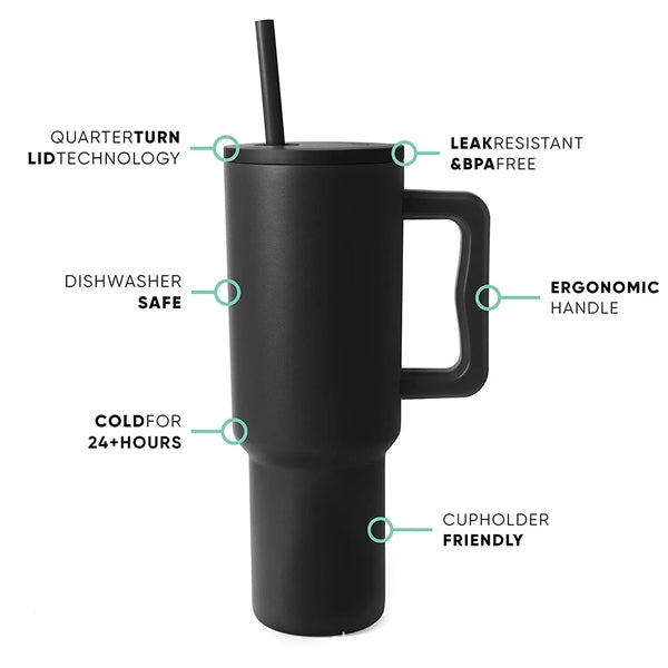 Branded 40 oz Insulated Portable Travel Tumbler with Handle