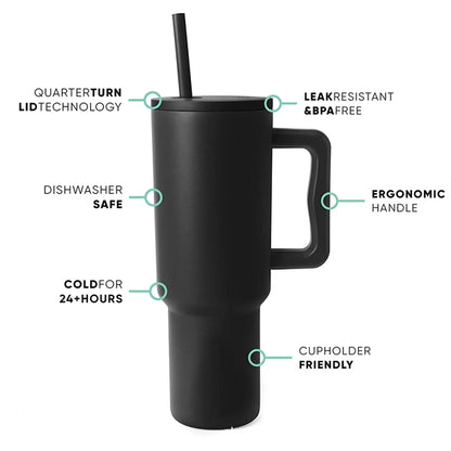 Branded 40 oz Insulated Portable Travel Tumbler with Handle
