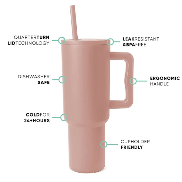 Branded 40 oz Insulated Portable Travel Tumbler with Handle