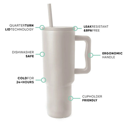 Branded 40 oz Insulated Portable Travel Tumbler with Handle