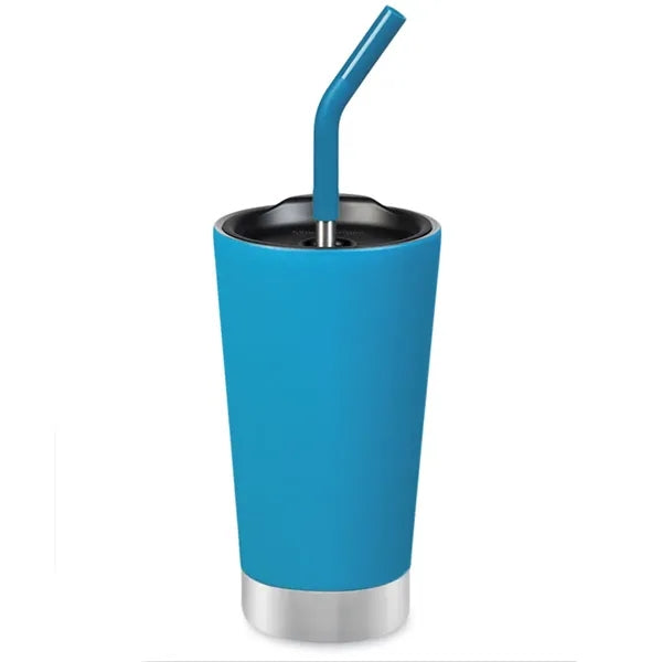 16Oz Stainless Steel Tumbler With Silicone Straw