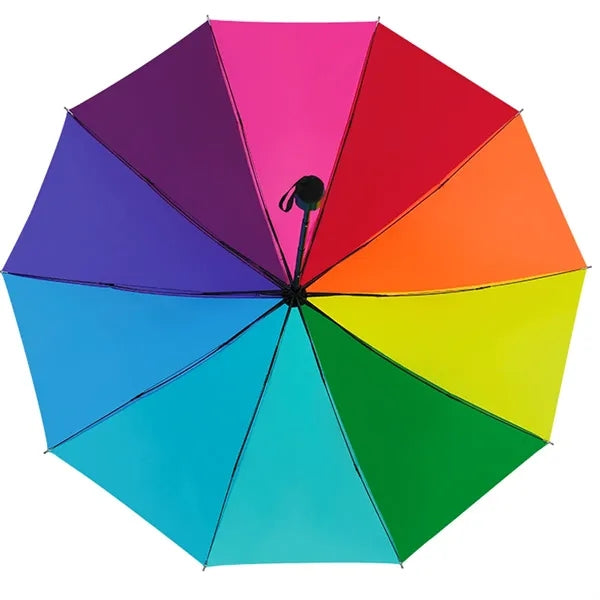 Portable 10Ribs Folding Rainbow Umbrella