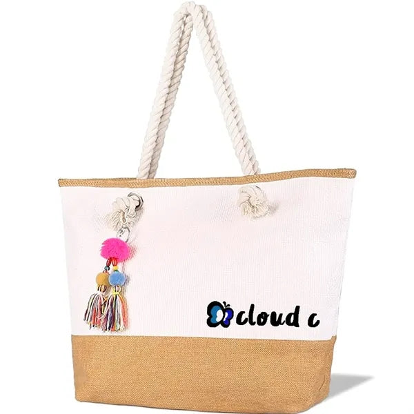 Mesh Straw Beach Tote Bag