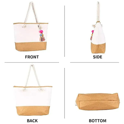 Mesh Straw Beach Tote Bag