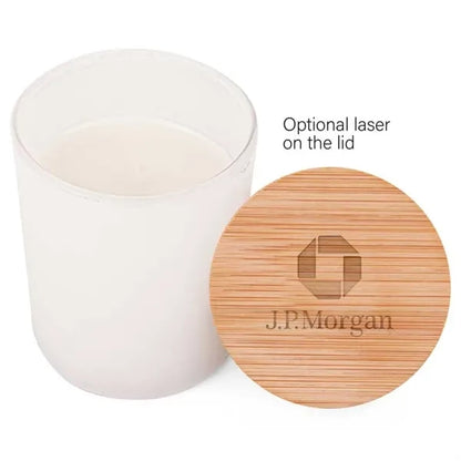 Vanilla-Scented Soy Wax Candle in Glass Jar w/Bamboo Lid (La