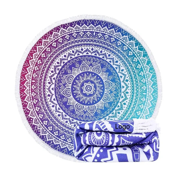 Round Gradient Beach Towel With Tassel