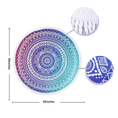 Round Gradient Beach Towel With Tassel