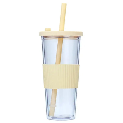 24Oz Plastic Tumbler With Straw And Lid