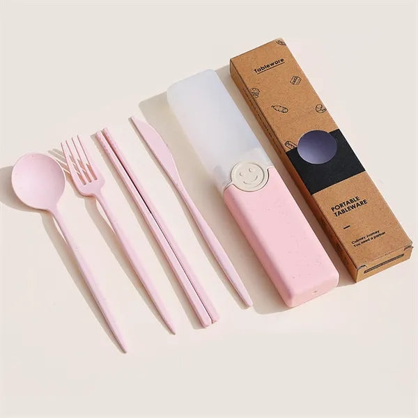 Portable Plastic Cutlery With Case