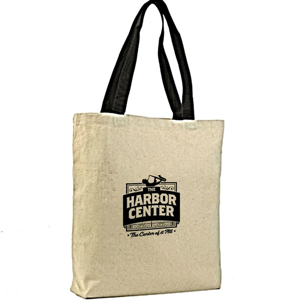 12 Oz. Cotton Canvas Color Handle Tote Bag w/ Bottom Gusset