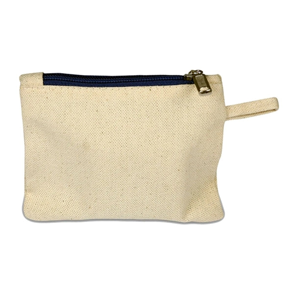 100% Cotton Canvas Card Pouch W/ Color Zipper
