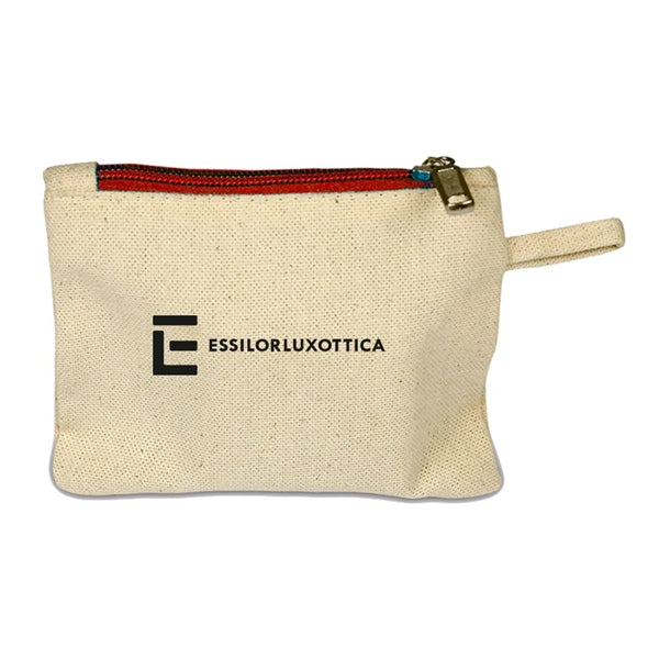 100% Cotton Canvas Card Pouch W/ Color Zipper