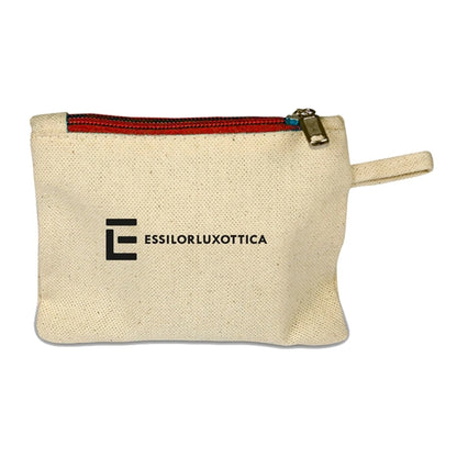 100% Cotton Canvas Card Pouch W/ Color Zipper
