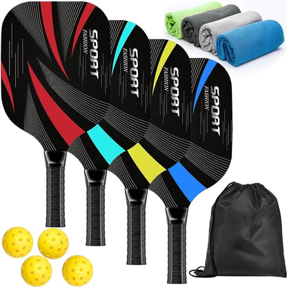 Wood Pickleball Paddles Set of 4