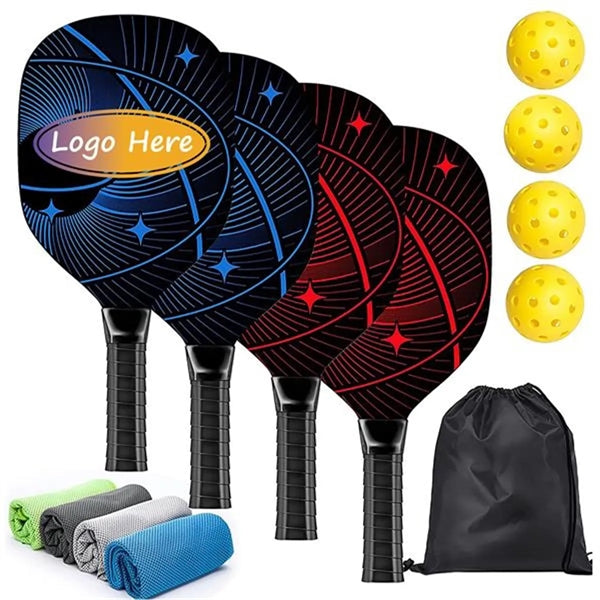Wood Pickleball Paddles Set of 4