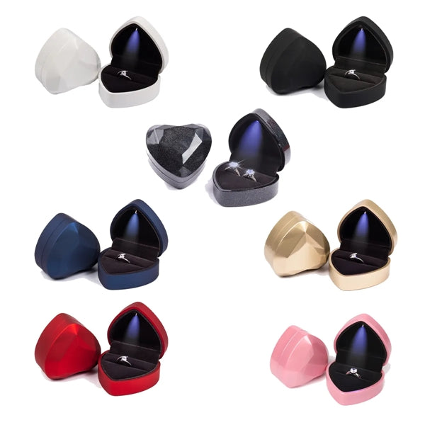 LED Light Heart Shaped Ring Display Holder